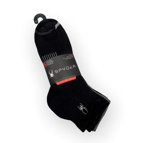 Spyder Other - Spyder Quarter Black Grey 5 Pairs Socks Men’s Size 6-12